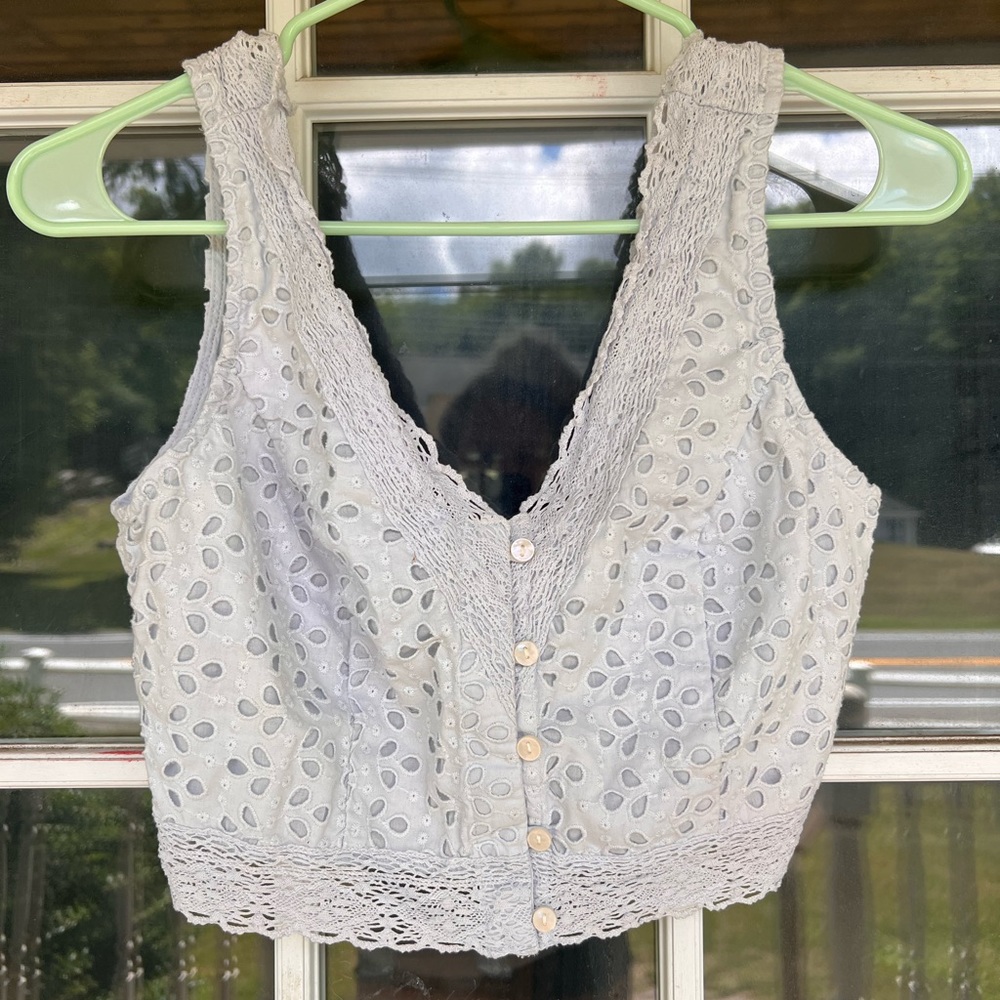 Light blue crop tank top